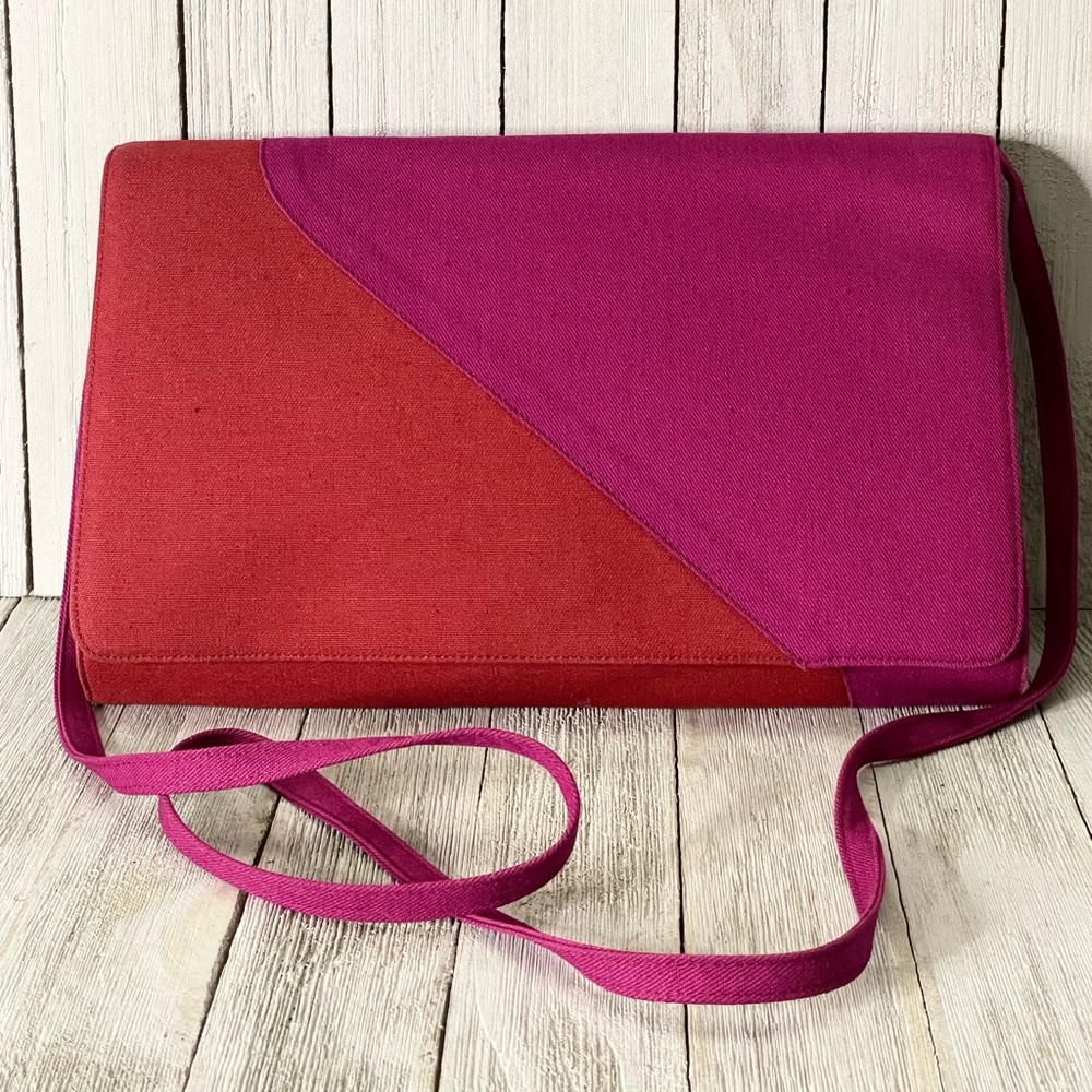 CHARLES JOURDAN Cotton Canvas Crossbody Purse Handbag Clutch